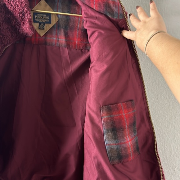 Pendleton Burgundy Sherpa Wool Blend Full Zip Jacket - Picture 6 of 12